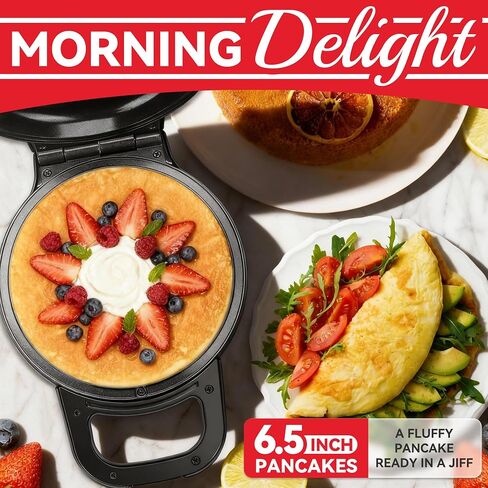 Flip Pancake Maker Machine, Ceramic Coated Pancake Pan for 6.5 Inch Pancakes, Omelette, Crepe & Quesadilla, Frittata, Double Sided Omelette Pan Nonstick, Graphite in Saudi Arabia