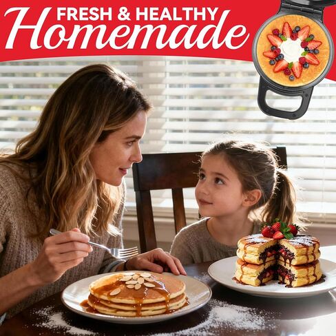 Flip Pancake Maker Machine, Ceramic Coated Pancake Pan for 6.5 Inch Pancakes, Omelette, Crepe & Quesadilla, Frittata, Double Sided Omelette Pan Nonstick, Graphite in Saudi Arabia