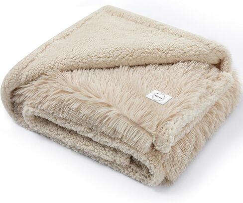 Waterproof Pet Blanket Pink Calming Dog Blankets Fluffy Long Faux Fur Pet Throw Blankets for Couch Protector Love Bed Cover Washable(Pink,L) in Saudi Arabia