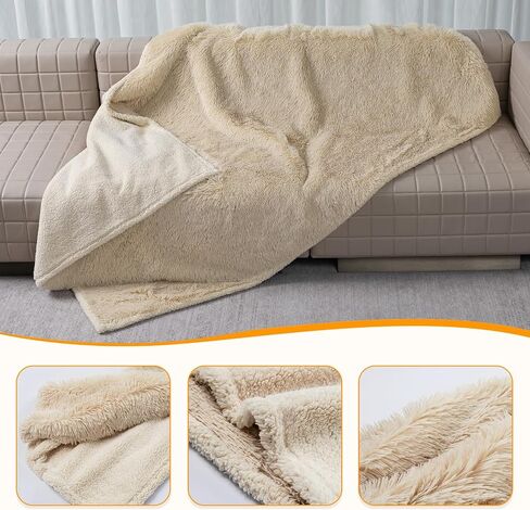 Waterproof Pet Blanket Pink Calming Dog Blankets Fluffy Long Faux Fur Pet Throw Blankets for Couch Protector Love Bed Cover Washable(Pink,L) in Saudi Arabia