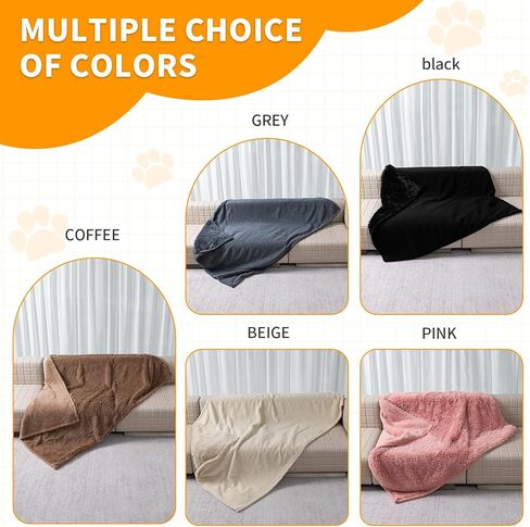 Waterproof Pet Blanket Pink Calming Dog Blankets Fluffy Long Faux Fur Pet Throw Blankets for Couch Protector Love Bed Cover Washable(Pink,L) in Saudi Arabia
