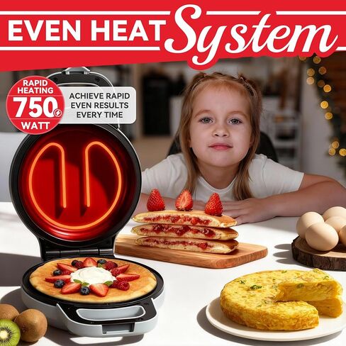 Flip Pancake Maker Machine, Ceramic Coated Pancake Pan for 6.5 Inch Pancakes, Omelette, Crepe & Quesadilla, Frittata, Double Sided Omelette Pan Nonstick, Graphite in Saudi Arabia