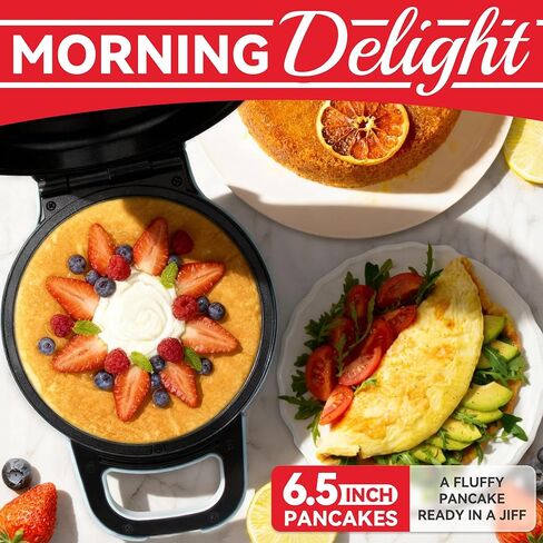 Flip Pancake Maker Machine, Ceramic Coated Pancake Pan for 6.5 Inch Pancakes, Omelette, Crepe & Quesadilla, Frittata, Double Sided Omelette Pan Nonstick, Graphite in Saudi Arabia