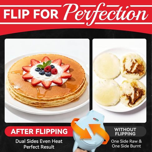 Flip Pancake Maker Machine, Ceramic Coated Pancake Pan for 6.5 Inch Pancakes, Omelette, Crepe & Quesadilla, Frittata, Double Sided Omelette Pan Nonstick, Graphite in Saudi Arabia