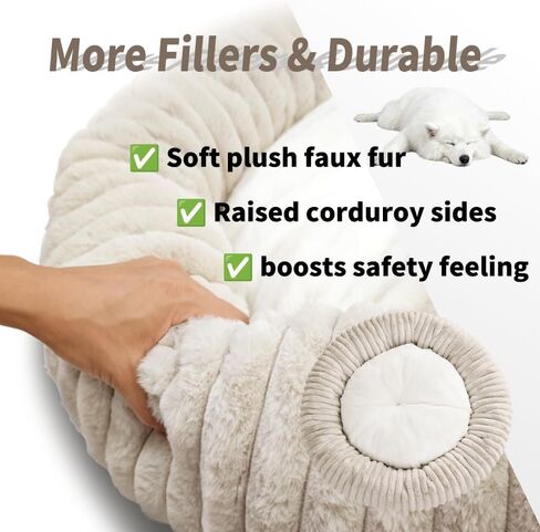 Ultra-Plush Donut Dog Bed – Calming & Comfortable for Pets (XL 35.4"×35.4"×7.9" H) in Kuwait