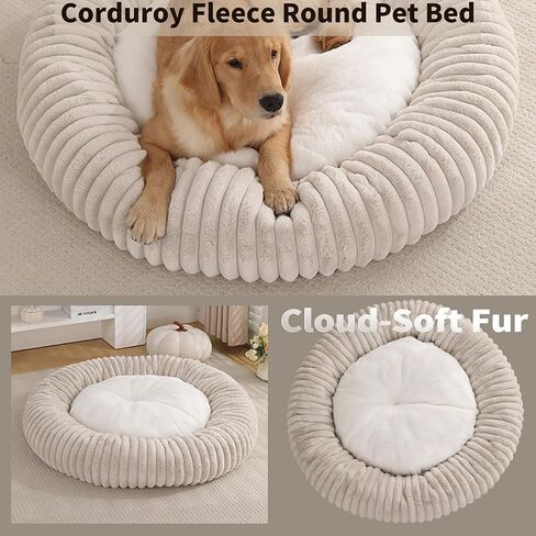 Ultra-Plush Donut Dog Bed – Calming & Comfortable for Pets (XL 35.4"×35.4"×7.9" H) in Kuwait