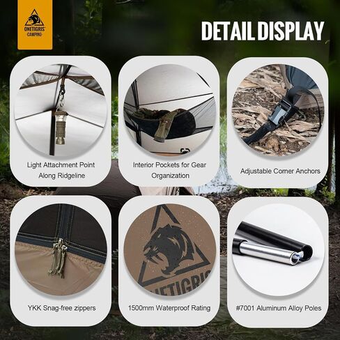 OneTigris COSMITTO 2 Person Backpacking Tent Shelter- Free Standing Lightweight Waterproof 3 Season Camping Tent for Outdoor Hiking Mountaineering in Kuwait