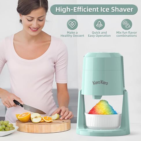 Professional Shaved Ice Machine: RX03 Electric Snow Cone Maker & ICEE Machine for Home, 60W Power, 120V Universal Voltage, Create Fluffy Ice Snow Cones, Slushies and Frozen Treats-Red (Red) in Saudi Arabia