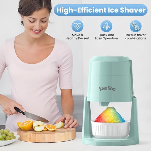 Professional Shaved Ice Machine: RX03 Electric Snow Cone Maker & ICEE Machine for Home, 60W Power, 120V Universal Voltage, Create Fluffy Ice Snow Cones, Slushies and Frozen Treats-Red (Red) in Saudi Arabia