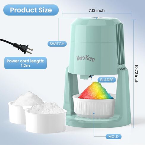 Professional Shaved Ice Machine: RX03 Electric Snow Cone Maker & ICEE Machine for Home, 60W Power, 120V Universal Voltage, Create Fluffy Ice Snow Cones, Slushies and Frozen Treats-Red (Red) in Saudi Arabia