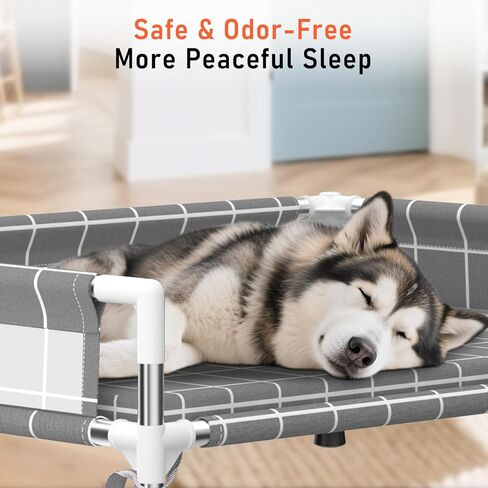Elevated Dog Bed with Three-Sided Fence and Removable Cushion - Anti-Slip Feet, Stable Design, Easy Assembly, Indoor Relaxation & Outdoor Activities for Small Dogs, All-Season Comfort in Saudi Arabia
