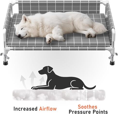 Elevated Dog Bed with Three-Sided Fence and Removable Cushion - Anti-Slip Feet, Stable Design, Easy Assembly, Indoor Relaxation & Outdoor Activities for Small Dogs, All-Season Comfort in Saudi Arabia