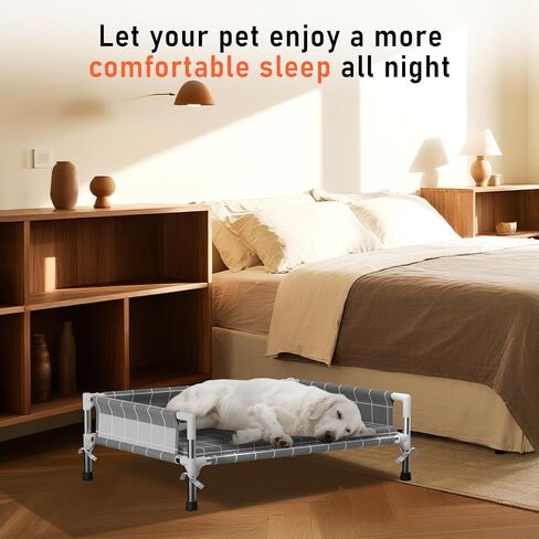 Elevated Dog Bed with Three-Sided Fence and Removable Cushion - Anti-Slip Feet, Stable Design, Easy Assembly, Indoor Relaxation & Outdoor Activities for Small Dogs, All-Season Comfort in Saudi Arabia