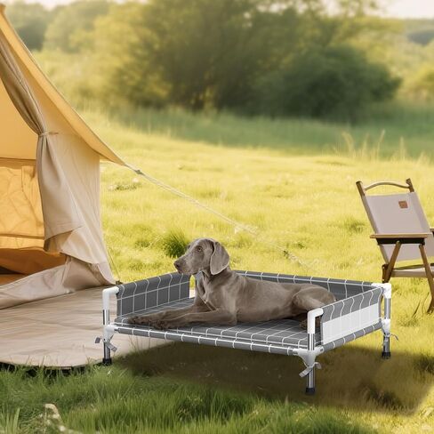 Elevated Dog Bed with Three-Sided Fence and Removable Cushion - Anti-Slip Feet, Stable Design, Easy Assembly, Indoor Relaxation & Outdoor Activities for Small Dogs, All-Season Comfort in Saudi Arabia