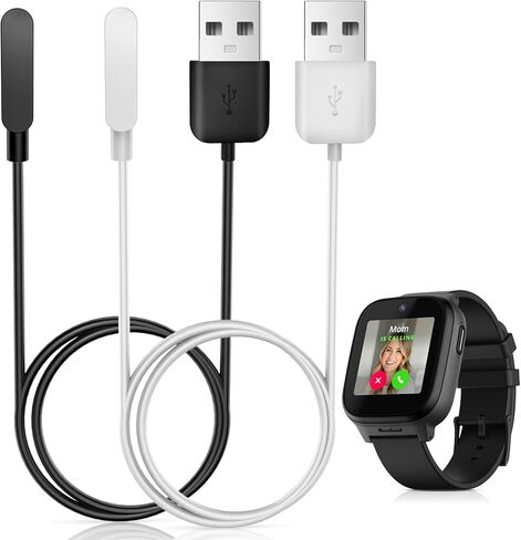 [عبوتان] شاحن مغناطيسي متوافق مع الساعة الذكية للأطفال Cosmo JrTrack/Cosmo JrTrack 2، ملحقات كابل شحن USB مغناطيسي محمول بديل لـ Cosmo JrTrack/Cosmo JrTrack 2، أسود + أبيض in Kuwait