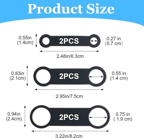6 PCS Silicone Dog Tags Replacement Band, Slide on Dog Tag Rubber Holder for Pet Collar, Elastic Personalized Name ID Silencer Noiseless Attachement for Puppy Kitten Small Dogs Cats (Black, 3 Sizes) in Saudi Arabia
