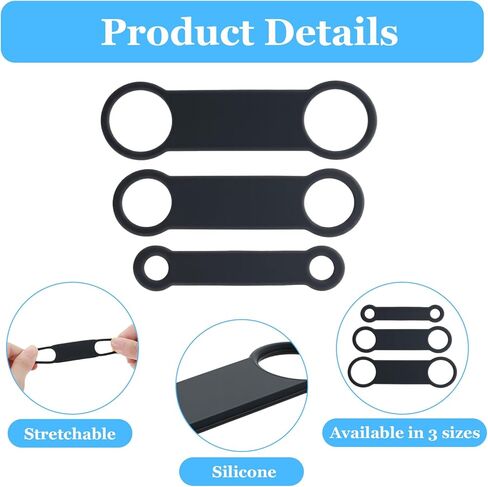 6 PCS Silicone Dog Tags Replacement Band, Slide on Dog Tag Rubber Holder for Pet Collar, Elastic Personalized Name ID Silencer Noiseless Attachement for Puppy Kitten Small Dogs Cats (Black, 3 Sizes) in Saudi Arabia