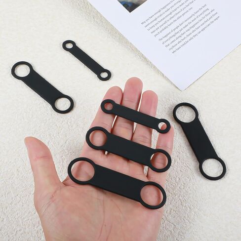 6 PCS Silicone Dog Tags Replacement Band, Slide on Dog Tag Rubber Holder for Pet Collar, Elastic Personalized Name ID Silencer Noiseless Attachement for Puppy Kitten Small Dogs Cats (Black, 3 Sizes) in Saudi Arabia