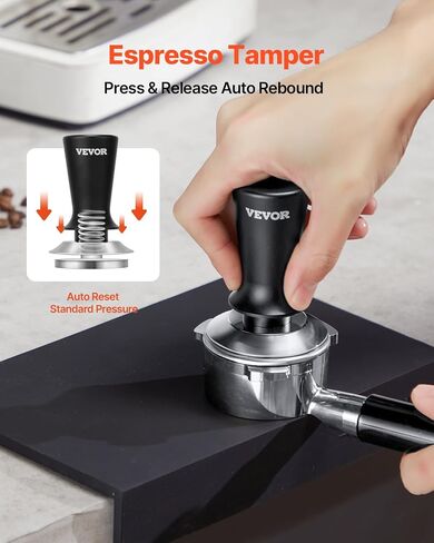 VEVOR Espresso Tamper 53mm, Spring Loaded Coffee Tamper, 30 lbs Tamper Tool Espresso, Stainless Tamper with Non-Slip Grip in Saudi Arabia