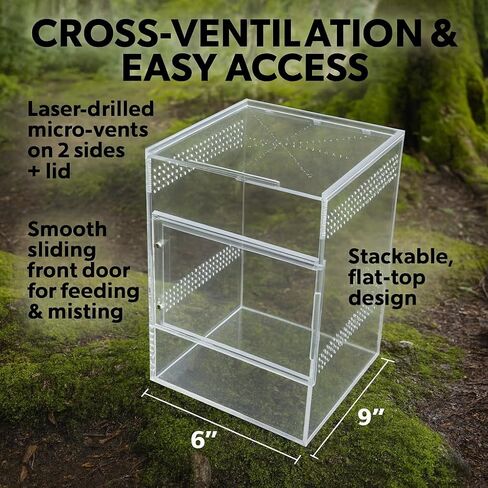 حاوية العنكبوت القافز - صندوق أكريليك مع باب أمامي وعلوي، أكريليك قوي 5 مم و3 مم، حاوية عنكبوتية وعناكب، حاوية فرس النبي، موطن الفراشة، خزان سرطان البحر الناسك لجميع المتحمسين in Kuwait