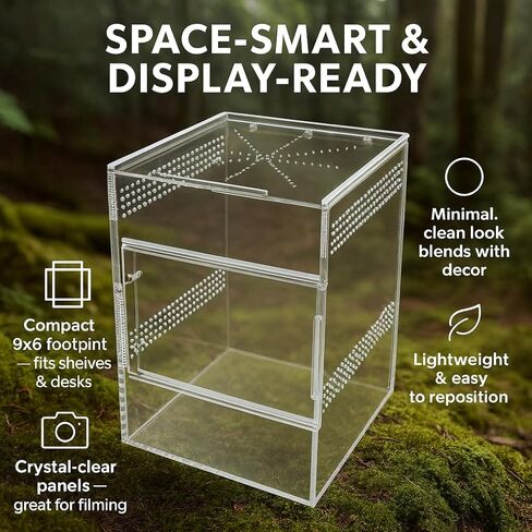 حاوية العنكبوت القافز - صندوق أكريليك مع باب أمامي وعلوي، أكريليك قوي 5 مم و3 مم، حاوية عنكبوتية وعناكب، حاوية فرس النبي، موطن الفراشة، خزان سرطان البحر الناسك لجميع المتحمسين in Kuwait