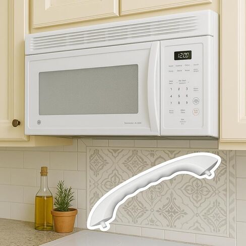 مقبض الميكروويف مناسب لـ GE WB15X335 AP2021148، مقبض باب سحب أبيض مطور لاستبدال GE Spacemaker XL، مسافة فتحة التثبيت 10.39 بوصة/26.4 سم لـ JVM1350WW JVM1340WW JVM1330WW JVM1339WW03 in Kuwait