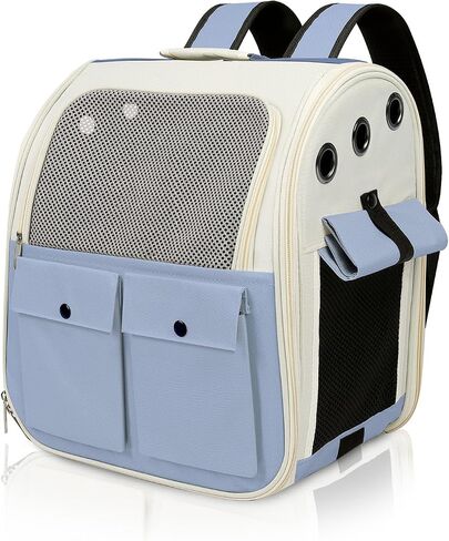 Airline Approved Pet Backpack Carrier - Ventilated Breathable Mesh for Small Dogs & Cats (15lbs), Soft Sided Dog Carrier for Hiking, Camping, Travel & Vet Visits with Padded Straps (White) in Saudi Arabia