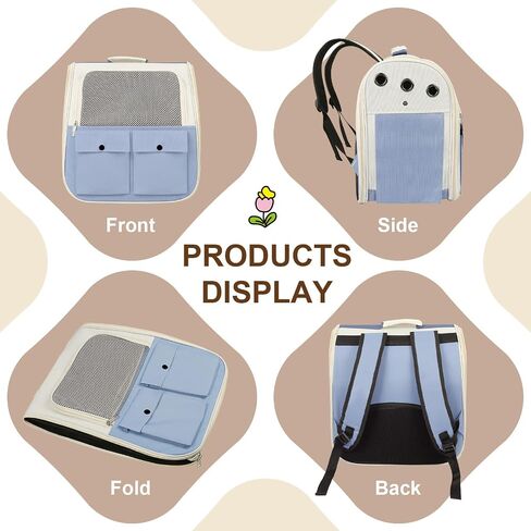 Airline Approved Pet Backpack Carrier - Ventilated Breathable Mesh for Small Dogs & Cats (15lbs), Soft Sided Dog Carrier for Hiking, Camping, Travel & Vet Visits with Padded Straps (White) in Saudi Arabia