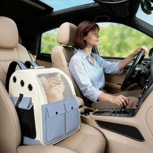 Airline Approved Pet Backpack Carrier - Ventilated Breathable Mesh for Small Dogs & Cats (15lbs), Soft Sided Dog Carrier for Hiking, Camping, Travel & Vet Visits with Padded Straps (White) in Saudi Arabia