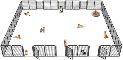 Dog Playpen with Low Threshold Gate, 32 inch 10 Panels Dog Fence, Heavy Duty Metal Puppy Exercise Dog Pen, Rust-Resistant Outdoor Pet Fence for Yard RV Camping in Saudi Arabia