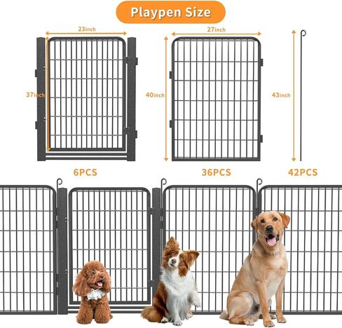 Dog Playpen with Low Threshold Gate, 32 inch 10 Panels Dog Fence, Heavy Duty Metal Puppy Exercise Dog Pen, Rust-Resistant Outdoor Pet Fence for Yard RV Camping in Saudi Arabia