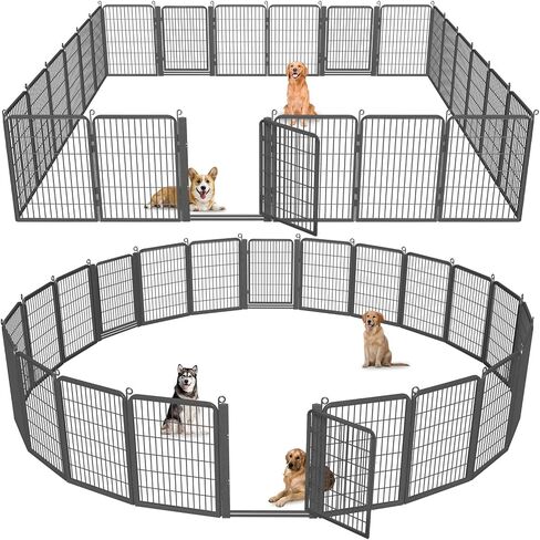 Dog Playpen with Low Threshold Gate, 32 inch 10 Panels Dog Fence, Heavy Duty Metal Puppy Exercise Dog Pen, Rust-Resistant Outdoor Pet Fence for Yard RV Camping in Saudi Arabia
