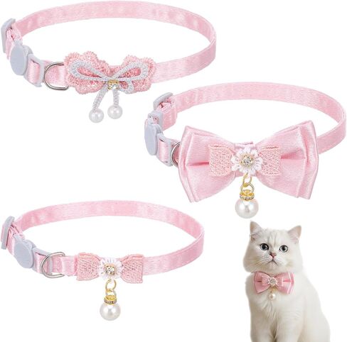 3 قطع طوق قطة رائعتين مع فيونكة، أطواق قطط لطيفة للفتيات والقطط، أقواس قطط وردية قابلة للتعديل، أقواس أمان منفصلة للقطط، ربطة عنق، أطواق للحيوانات الأليفة مع مشبك أمان، قلادة ناعمة مع ربطة عنق للحيوانات الأليفة in Kuwait
