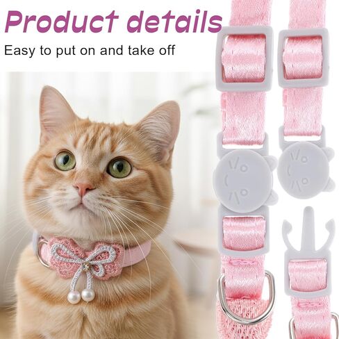 3 قطع طوق قطة رائعتين مع فيونكة، أطواق قطط لطيفة للفتيات والقطط، أقواس قطط وردية قابلة للتعديل، أقواس أمان منفصلة للقطط، ربطة عنق، أطواق للحيوانات الأليفة مع مشبك أمان، قلادة ناعمة مع ربطة عنق للحيوانات الأليفة in Kuwait