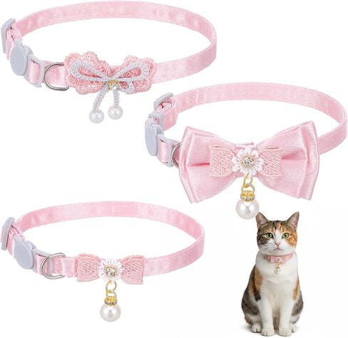 3 قطع طوق قطة رائعتين مع فيونكة، أطواق قطط لطيفة للفتيات والقطط، أقواس قطط وردية قابلة للتعديل، أقواس أمان منفصلة للقطط، ربطة عنق، أطواق للحيوانات الأليفة مع مشبك أمان، قلادة ناعمة مع ربطة عنق للحيوانات الأليفة in Kuwait