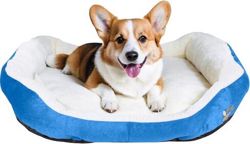 Round Dog Cat Beds Mattress Washable Pads Room, Soft Durable Plush Faux Fur Sleeping Pet Fleece Bed Mat for Small Doggy Kitten Puppy, with Anti-Slip Waterproof Bottom (Blue) in Kuwait
