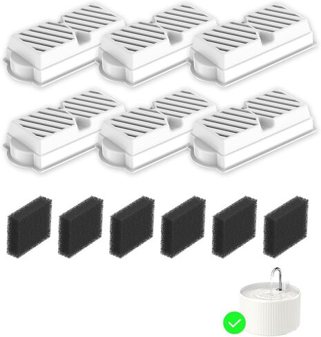 استبدال مرشحات نافورة المياه السيراميكية للقطط، لنافورة السيراميك سعة 2.2 لتر/74 أونصة، و6 مرشحات كربون و6 إسفنجات in Kuwait