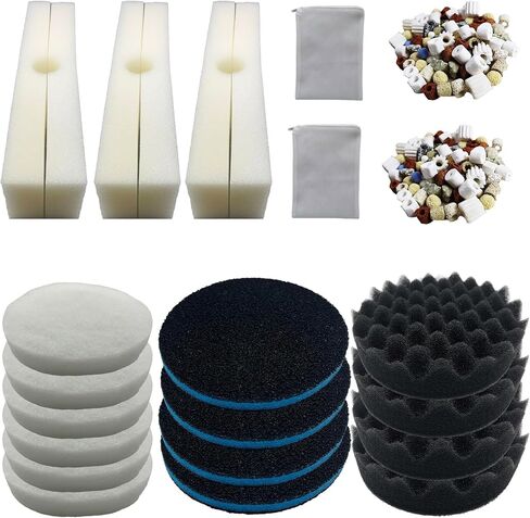 24 Piece Fx6 Canister Filter Media Kit Replacement Compatible with Fluval Fx4/Fx5/Fx6 Aquarium Filters Including Upgraded 3-in-1 Carbon Pad, Bio Foam, Carbon Sponge Filter, Ceramic Rings in Saudi Arabia