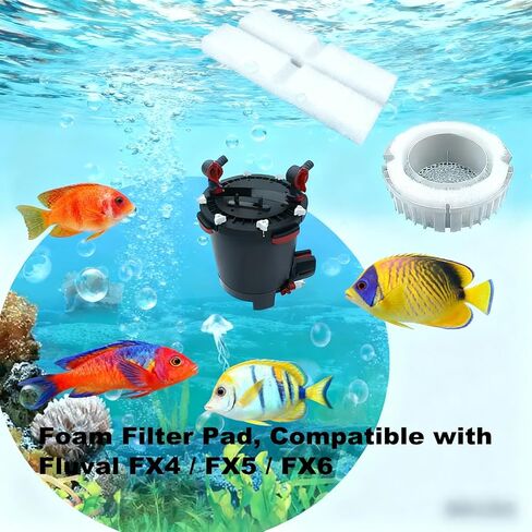 24 Piece Fx6 Canister Filter Media Kit Replacement Compatible with Fluval Fx4/Fx5/Fx6 Aquarium Filters Including Upgraded 3-in-1 Carbon Pad, Bio Foam, Carbon Sponge Filter, Ceramic Rings in Saudi Arabia