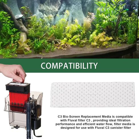شاشة حيوية لمرشح الطاقة Fluval C3، وسائط مرشح حوض السمك البديلة، مجموعة استبدال الرغوة الحيوية 6 قطع، وسائط مرشح لأحواض المياه العذبة والمياه المالحة in Kuwait