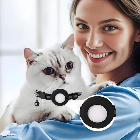 Reflective for Airtag Cat Collar, Integrated Tracker Collar and Bell, Safety Elastic Band Cat GPS Collars for Kittens and Puppies, Black in Saudi Arabia