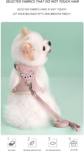 Pet Cat Dog Chest Harness and Leash, Soft Cat Dog Pet Harness Vest with Rope, Adjustable Dog Walking Harness, Only for Small Dog Cat Pet, Size L, Pink in Saudi Arabia