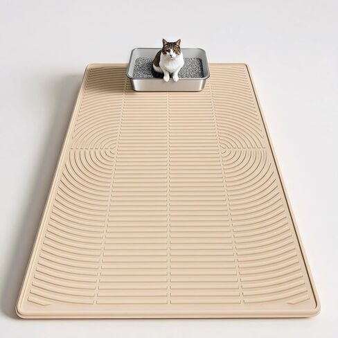 Cat Litter Mat, 40" x 28" Extra Large Silicone Litter Box Mat for Floor, Pet Trapping Litter Rug Pad, Soft Cat Paws, Easy to Clean, Waterproof/Urine-Proof, Garbage Recyclable (Gray) in Kuwait