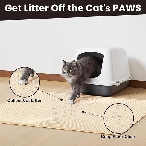 Cat Litter Mat, 40" x 28" Extra Large Silicone Litter Box Mat for Floor, Pet Trapping Litter Rug Pad, Soft Cat Paws, Easy to Clean, Waterproof/Urine-Proof, Garbage Recyclable (Gray) in Kuwait