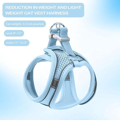 Cat Harness and Leash Set - Adjustable Soft Vest, Reflective Step-in Design for Safe Walking (XXS, Orange/Blue) in Saudi Arabia
