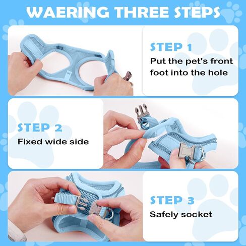 Cat Harness and Leash Set - Adjustable Soft Vest, Reflective Step-in Design for Safe Walking (XXS, Orange/Blue) in Saudi Arabia