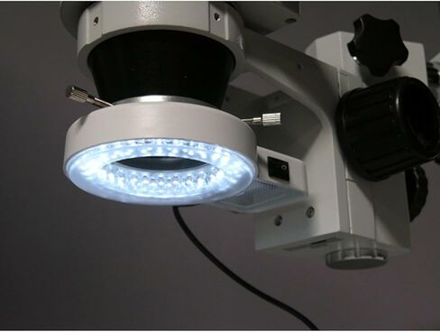 AmScope SM-3T-54S Professional Trinocular Stereo Zoom Microscope, WH10x Eyepieces, 7X-45X Magnification, 0.7X-4.5X Zoom Objective, 54-Bulb LED Light, Single-Arm Boom Stand, 110V-240V in Kuwait