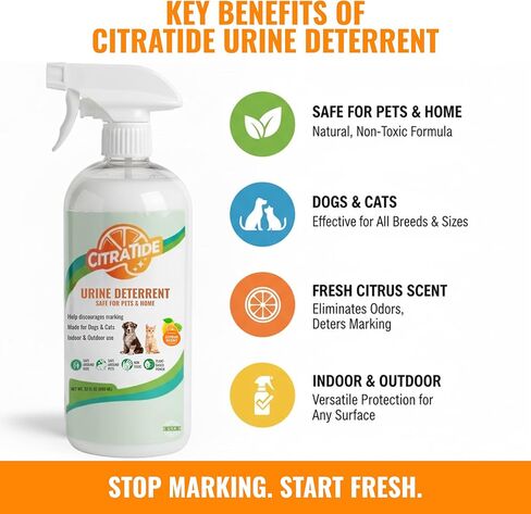 Urine Deterrent Spray for Dogs & Cats – Heavy Duty Plant-Based Formula Prevents Marking on Floors, Furniture & Carpets – Natural Citrus & Cedarwood Scent – Safe for Pets & Home – 32 fl oz in Saudi Arabia