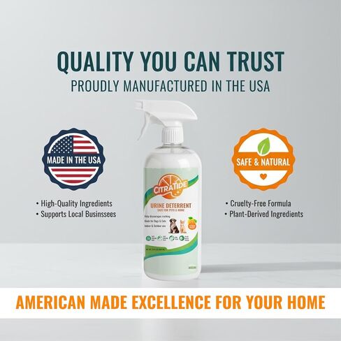 Urine Deterrent Spray for Dogs & Cats – Heavy Duty Plant-Based Formula Prevents Marking on Floors, Furniture & Carpets – Natural Citrus & Cedarwood Scent – Safe for Pets & Home – 32 fl oz in Saudi Arabia