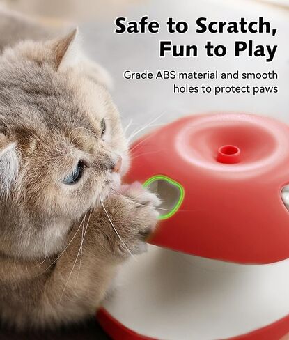 Joytale Interactive Cat Toys for Indoor Cats, Apple-Shaped Whack A Mole Electric Self Play Toy Automatic, 2-Level with 10 Holes, Smart Sensor, Feather Teaser, Rechargeable for Kitten Adult, Red in Saudi Arabia